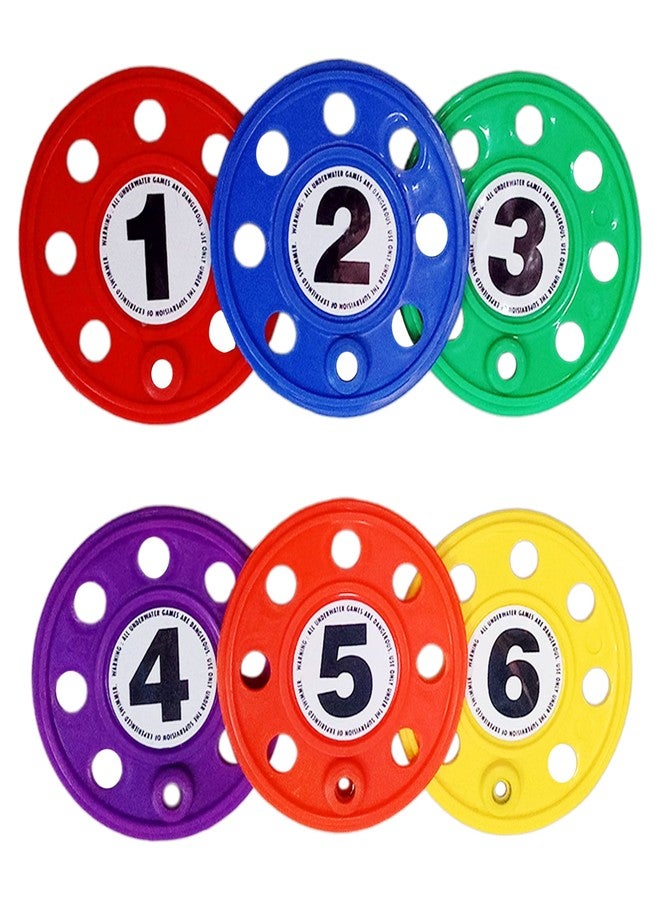 Fitfix Diving Discs with Numbers for Swimming Pool and Water Fun/Best for Summer Pool Parties, Water Adventures - Set of 6 Made in India,for Kid,Multicolor - Image 1